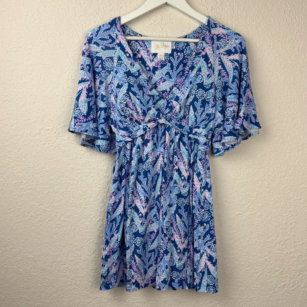 Lily Pulitzer Womens Minka Blue Floral Skirted Romper XS - Picture 2 of 10